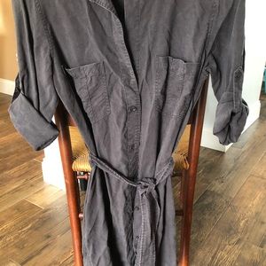 Grey button up shirt dress